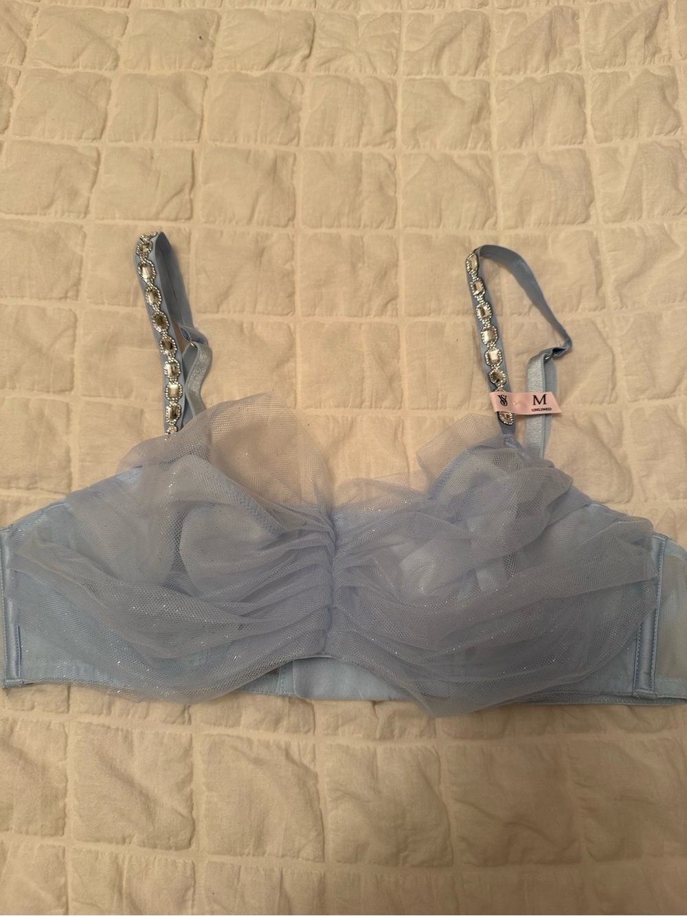 Light Blue Sheer Tulle Balconette Bra